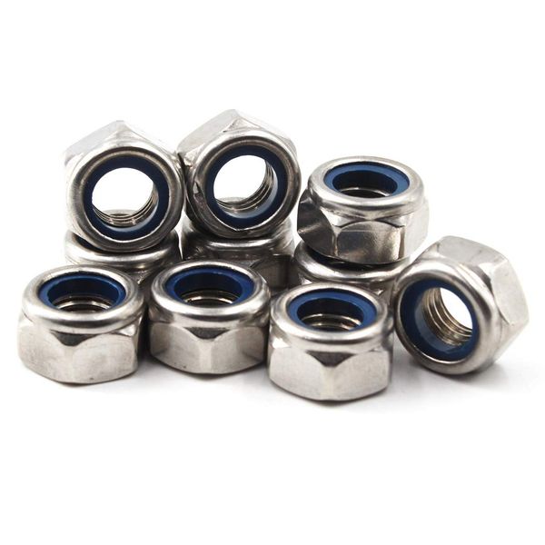 304 Stainless Steel Metric Hex Lock Nut M14 Nylon Insert 10 Pack