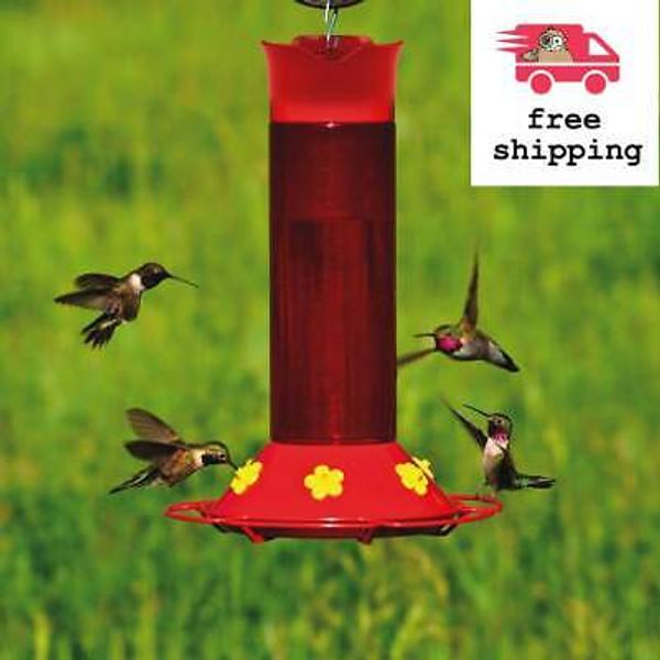 Perky-Pet Red Plastic Hummingbird Hanging Nectar Feeder- 30 oz. Capacity 6-ports