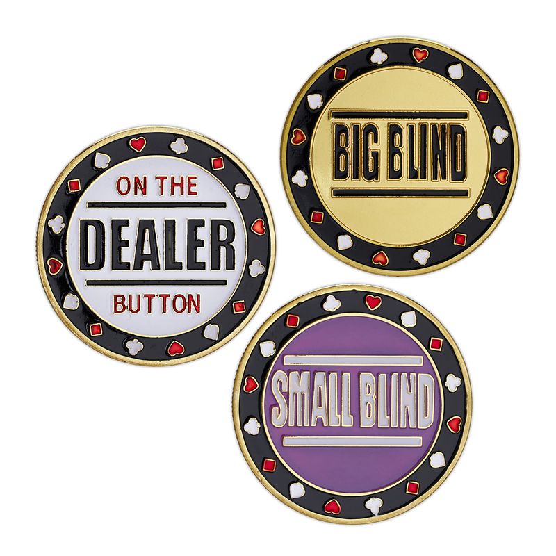 Set 3 Button Per Poker Relaxdays - Dealer, Big E Small Blind, In Metallo Con Custodia - Foto 8