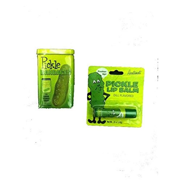 Pickle bandage and lip balm set by Accoutrements