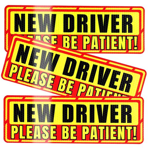 SINGARO New Driver Magnet for Car, 3Pcs Magnetis Automobile Bumper Stickers, Car Exterior Accessories, New Driver Vehicle Safety Signs（Red Border）