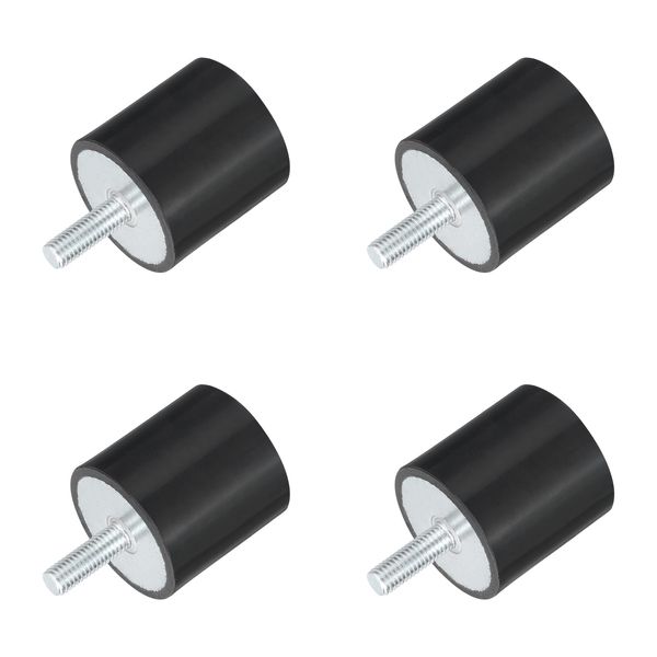 sourcing map M8 Thread Rubber Mounts, Vibration Isolators, Cylindrical Shock Absorber with Studs 40 x 40mm 4pcs