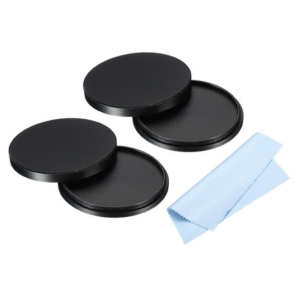 PATIKIL 49mm Lens Cap, 2pcs Camera Lens Cap Cover Universal Lens Filter Stack Cap Front Metal Protective Case Cover with Cleaning Cloth for Photography Camera Filter