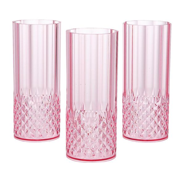 Fun Express 6" 14 oz. Pink Patterned Reusable Plastic Water Cups - 12 Count