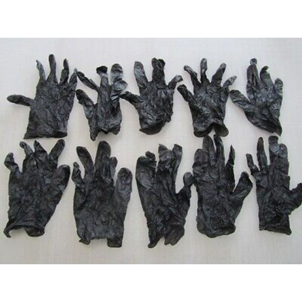 10 BLACK Large Nitrile Gloves Rubber Health Safety Pet Food Sanitary Paining