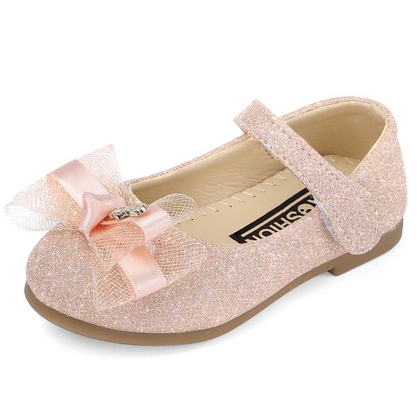 MK MATT KEELY Girls Party Wedding Shoes Mary Jane Ballet Dress Flat with Bow for 2-7 Years Toddlers Kids Pink,7 UK Child