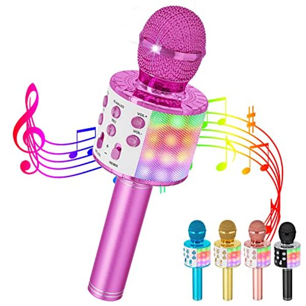 MR: Verkstar Karaoke Microphone, Bluetooth Microphone, Wireless Microphone, Recordable, With Colorful LED Lights, Echo Function, Easy Connection via Bluetooth, Wireless Microphone, With Accompaniment Function, Music Playback, Home Karaoke, Noise Cancellin