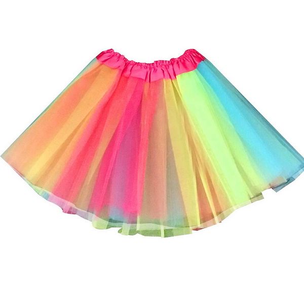 kuou Rainbow Tutu Skirt, Layered Tulle Dance Skirts for Kids Girls Dance Birthday Princess Party