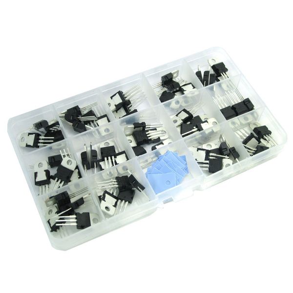 WINGONEER 70PCS 14 Value 3 Terminals Positive Negative Voltage Regulator Transistor Kit T0-220