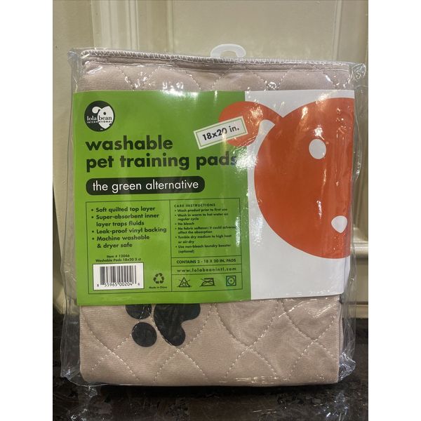 Lola Bean Washable Pet Training Pads 18x20          Two Pads Per Pack