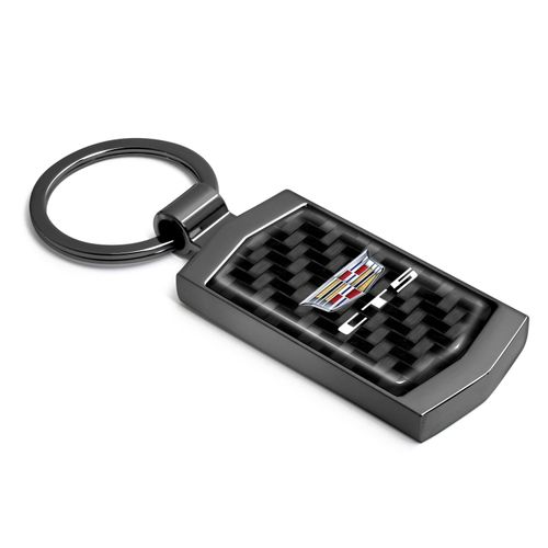 iPick Image for Cadillac CT5 Logo Real 3K Carbon Fiber Gunmetal Black Case Key Chain
