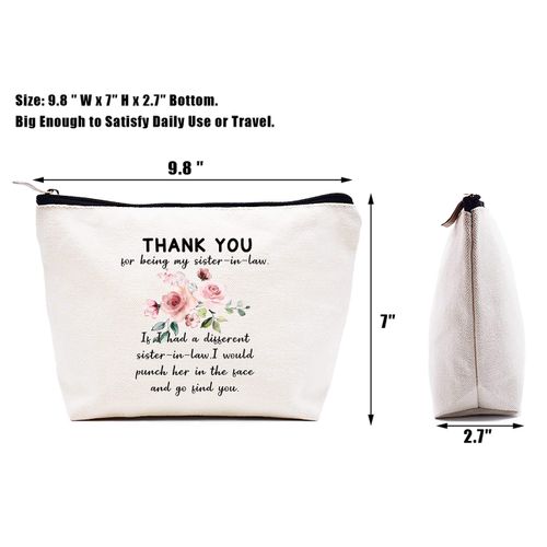 LIBIHUA Thank You for Being My Sister In Law - Funny Sister-In-Law Gift - Unique Family Gag Gift - Birthday Christmas Novelty Present Ideas for Sister In Law – Makeup Bag Cosmetic Bag Travel Pouch