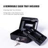 Steel Cash Box Safe with Lock 2 Keys, black