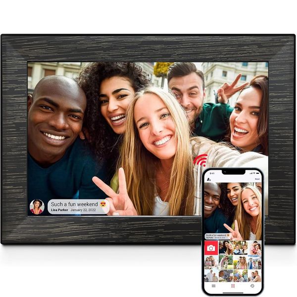 Yunpkture 10.1 Inch WiFi Digital Picture Frame, with 32GB Storage and 1280 * 800 IPS Touch Screen and SD Card Slot, Easy Setup to Share Photo Video via Free APP,Gifts for MOM