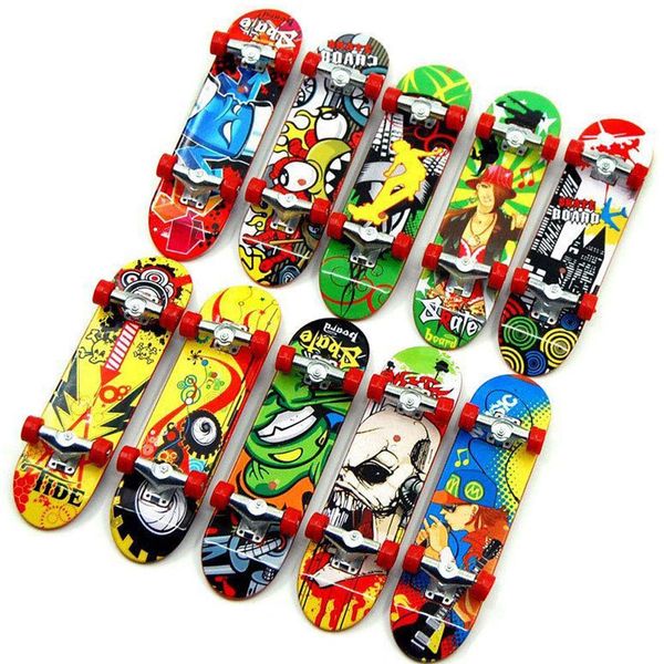 Wolike 10PCS Finger Mini Skateboard Deck Truck Finger Board Skate Toy Perfect Mini Plastic Skate Finger Board Skateboards Toys for Kids & Adults Gift (10)