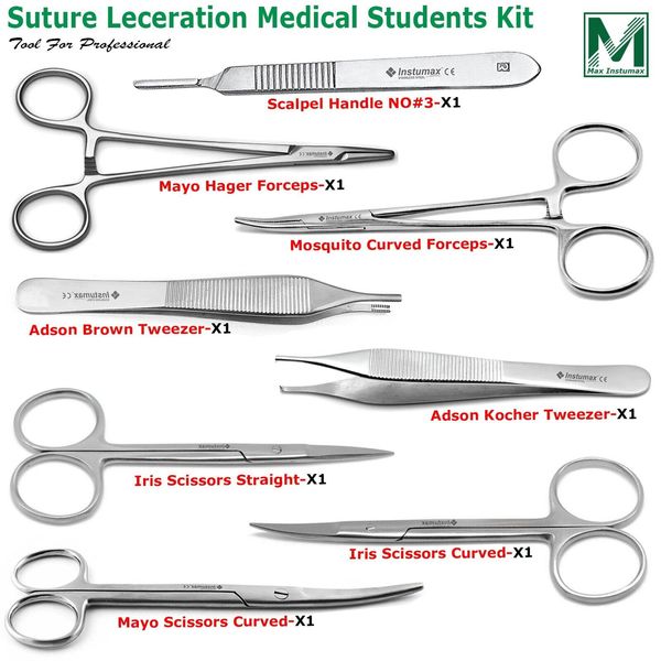 8 Pcs Suture Leceration Medical Students Surgical Instruments Suturing Set Kit