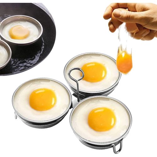 Stainless Steel Egg Poacher, Perfect Poached Egg Maker, Round Egg Cooker Rings For Breakfast Cooking Tool 3 Poached Egg Cups