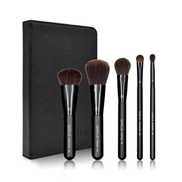 SIXPLUS 6 Plus Makeup Brushes Set of 5 - Dawn Series (Black)