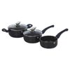 BLAUMANN 5Pc Set Cookware Induction Pot Pan Saucepan Casserole Soft Touch Handle (Matt Black)