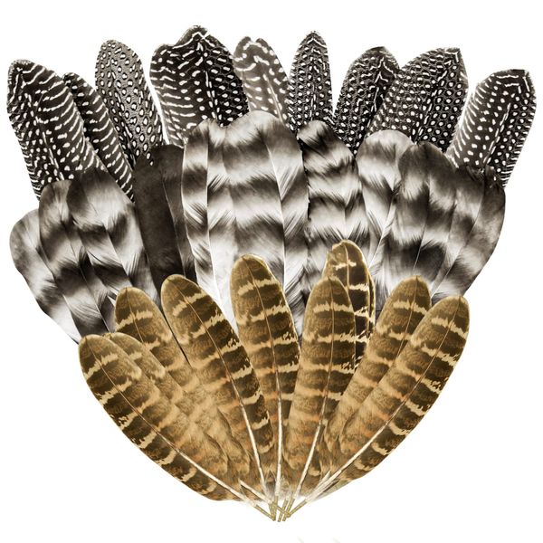 30 Pcs Natural Turkey Feathers, 5.3-7 Inch Craft Feathers Pheasant Feathers for Crafts, 3 Style Mixed Natural Feathers for Carnival Costume Feather Mask Wedding Party Decoration Flower Arrangement