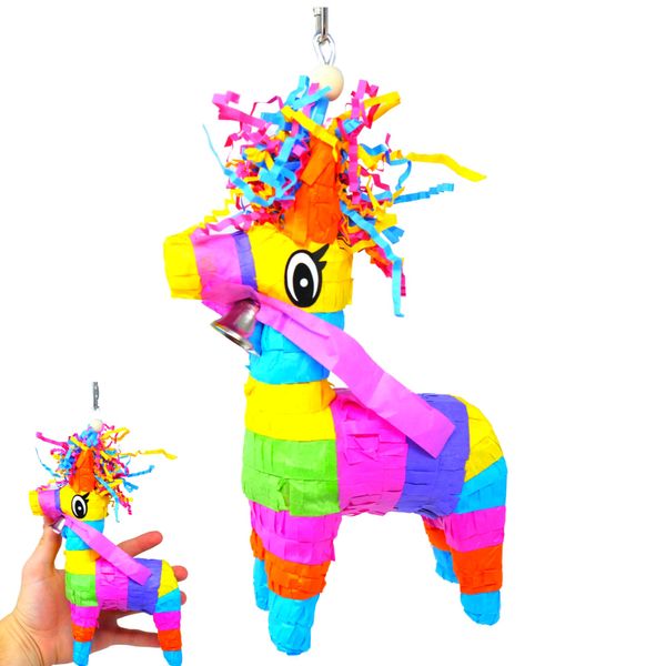 Bonka Bird Toys 3766 Piñata Donkey Medium Parrot Cage Toy, Conure, African Grey, Quaker, and Similar Breeds