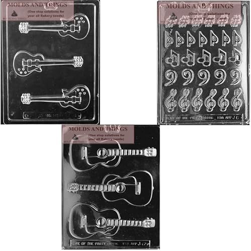 Chocolate Mold Guitar Electric guitar musical notes music Musical note Chocolate Candy Mold With Copywrited Candy Making Instruction