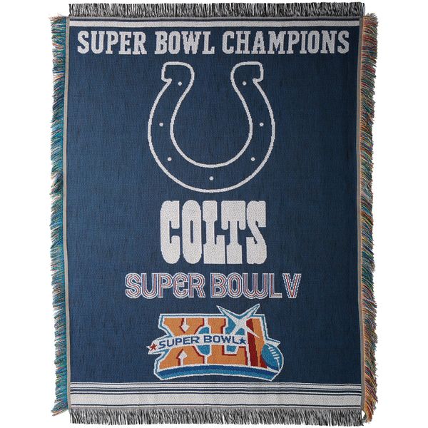 The Northwest Company Officially Licensed NFL Indianapolis Colts Commemorative Woven Tapestry Throw Blanket, 48" x 60" , Blue