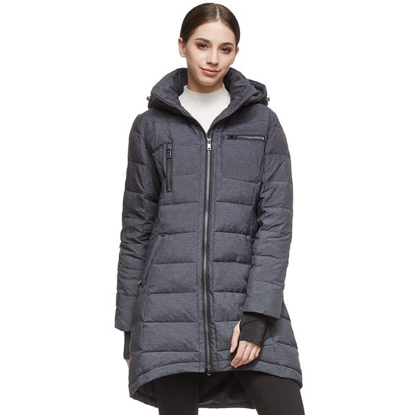 Orolay Women's Down Jacket Coat Mid-Length Darkgrey L