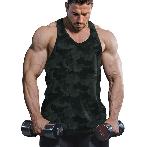 Lehmanlin Herren Sport Stringer Tank top,Bodybuilding Workout Tank Tops für das Fitnessstudio,Tägliches Training lässige T-Shirts Quick Dry(Schwarz, M)