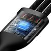 Baseus Universal Flash Series II 3-in-1 Fast Charging Data Cable (Type-C to Micro + Lightning + Type-C) 100W, 1.5m Black