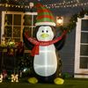 Xmas Season Holiday Inflated Penguin with Banner Lawn Decor, LED Lit