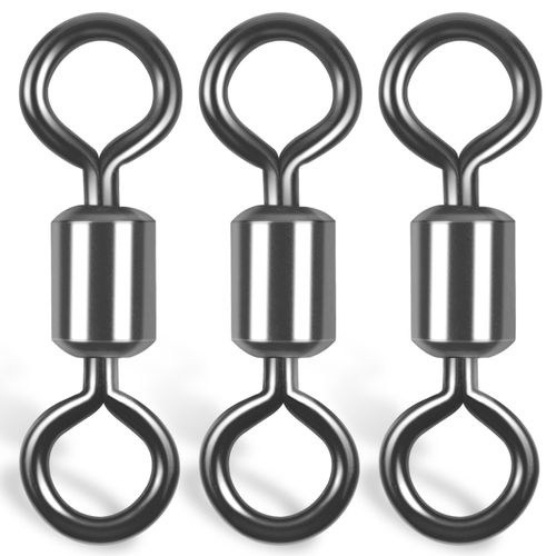 Rolling Barrel Fishing Swivel,120pcs Stainless Steel Black Nickel Fishing Line Connector Swivels Fishing Tackle for Saltwater 30LB to 335LB
