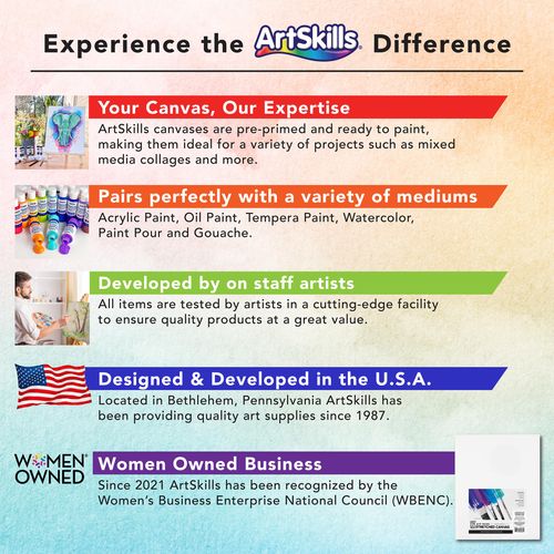 ArtSkills Stretched Canvases for Painting, 16x20 Canvas Painting Supplies for Artists, Blank Canvas Pack, 2-Pack