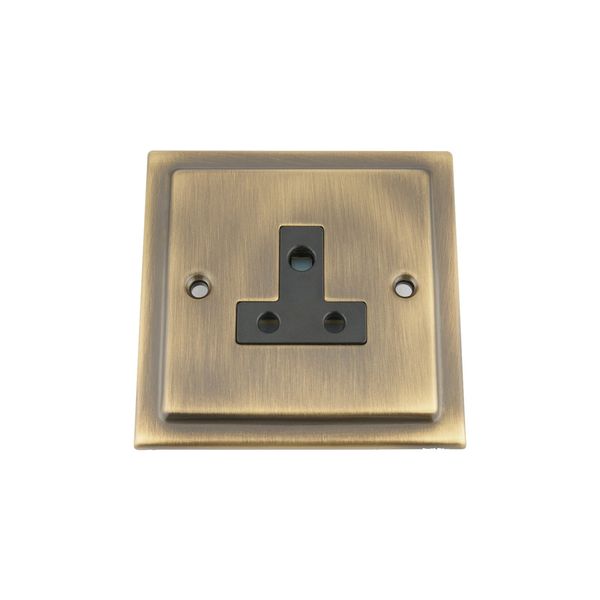 Round Pin Socket 5 Amp - Victorian - Antique Brass
