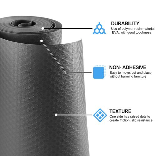 Bloss Shelf Liners, Non Adhesive EVA Drawer Mat Liners Roll for Bathroom, Kitchen, Desks, Deco Shelves 12×59 inch-Grey