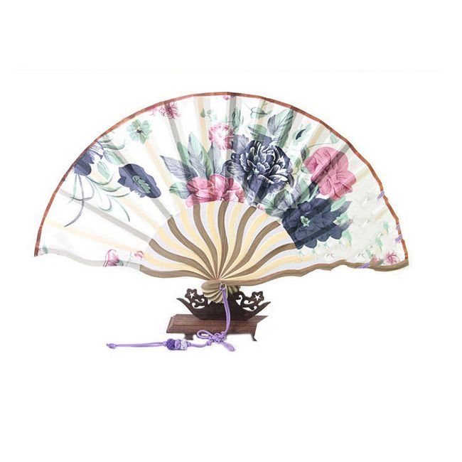 Korean folding fan  wave flower painting