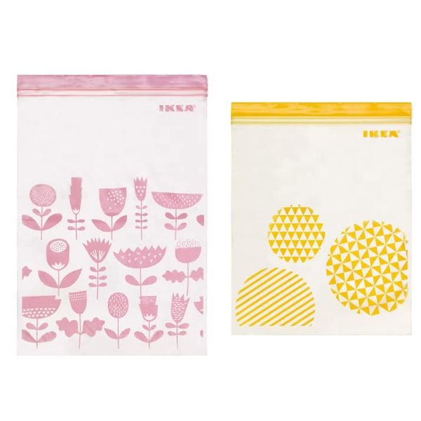 Ikea ISTAD Eastard Freezer Bag Reusable Double Zipper Plastic Bags with 8 Different Choices (Yellow/Pink)