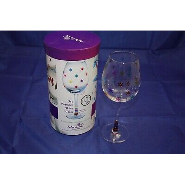 MoMo Panache My Favorite Wine Glass "Glow" NIB Signed by Helen James