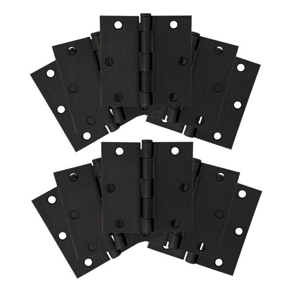 Square Corner Door Hinge in Matte Black  3.5 Inch  10 Pack