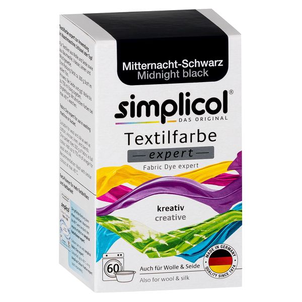 simplicol expert fabric paint for washing machine or manual colouring: Tie Dye, Recolour, and Restore Your Fabrics and Clothes - Midnight Black (pack of 1)