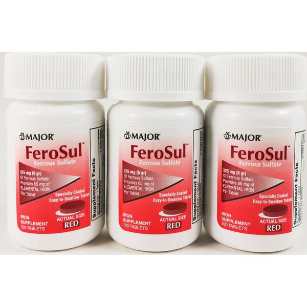 Major Ferrous Sulfate 325mg (Compare to FeroSul) Total 300tablets EXP :06/2025