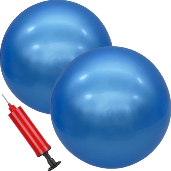 GCQJOQ 2 Pcs 9 Inch Inflatable Bouncy Balls with Hand Air Pump for Indoor Outdoor Play Balls (Blue)