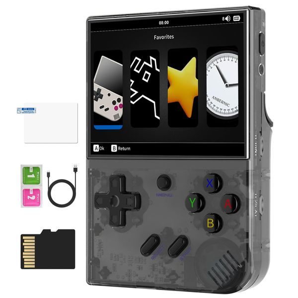 RG35XX 2024 Retro Handheld Game Console Linux System HDMI and TV Output 3.5 Inch IPS Screen 64G TF Card 5500+ Classic Games 2600mAh Battery( RG35XX 2024 Black)