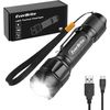 EverBrite LED Tactical Flashlight Rechargeable High Lumens with Lanyard & Clip