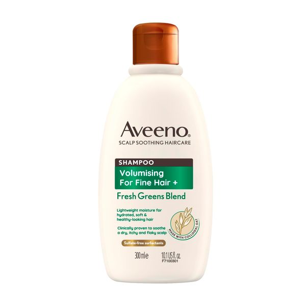 Aveeno Volumising Fresh Greens Scalp Soothing Mint, Cucumber and Rosemary Shampoo for Fine Hair 300ml