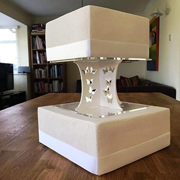 Cake Pillars Square Butterfly - White, 15 X 30 cm