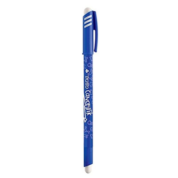 Blue Tratto Cancellik Erasable Ballpoint Friction Pen. Blue Ink.Ideal for crosswords, exams, teacher's marking, etc.
