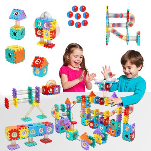 STEM Building Learning Toy, AOSITE 234PCS Marbles Run Kids Gift, Educational Race Track Construction Building Blocks for 4 5 6 7 8 9 10 Years, Creative Marble Run Games Boys Girl Birthday Xmas Present