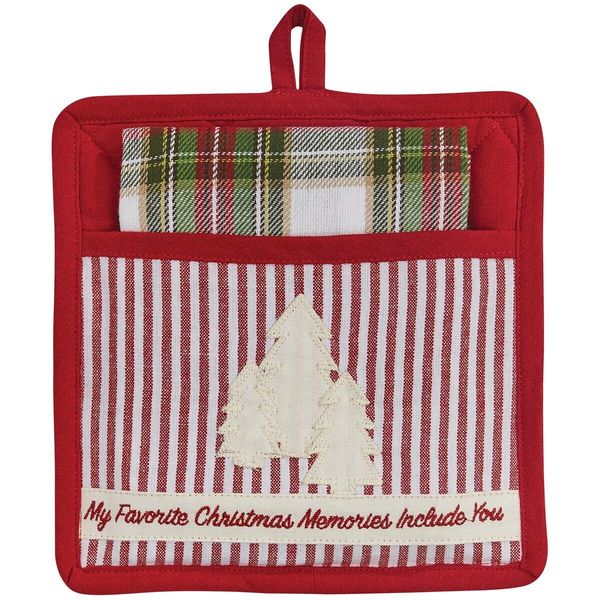 Tree Farm Pocket Potholder & Dishtowel Set 2 My Favorite Christmas Memories