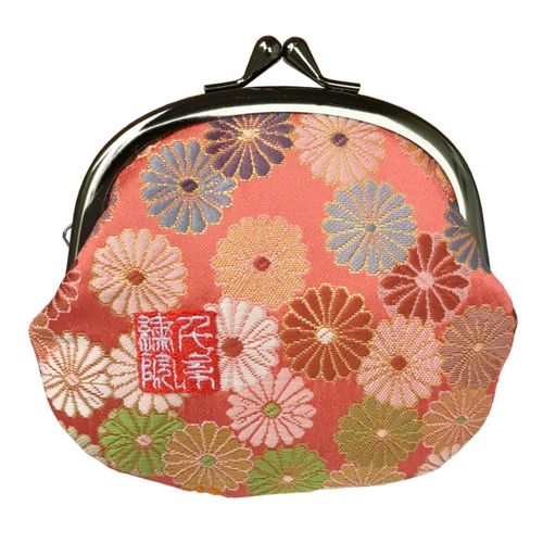 Senijin Woven Gold Bootis Coin Purse 3.5 Inch Round Wallet / Coin Purse with Lining - pink